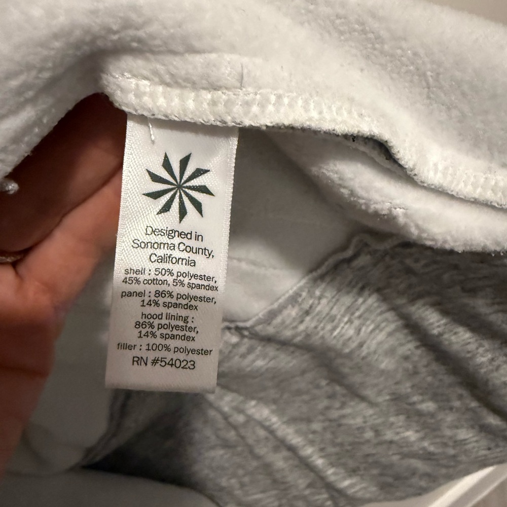 Athleta Stronger Jacket Women’s M Gray Hooded Full Zip Fleece Backed Travel Run - Picture 7 of 12